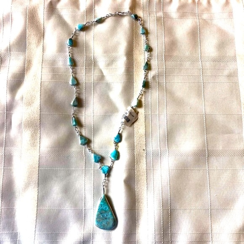 Dominican Republic Silver & Turquoise Necklace NWT